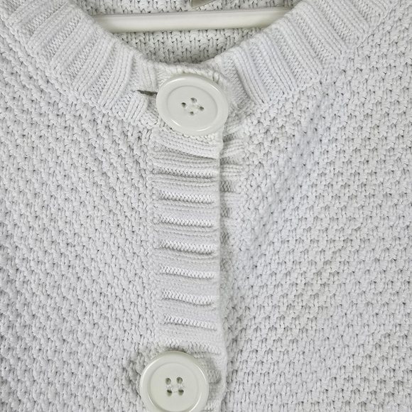 L.L. Bean Women's Chunky Knit 100% Cotton 3/4 Sleeve Cardigan in White Size XL - Picture 4 of 9
